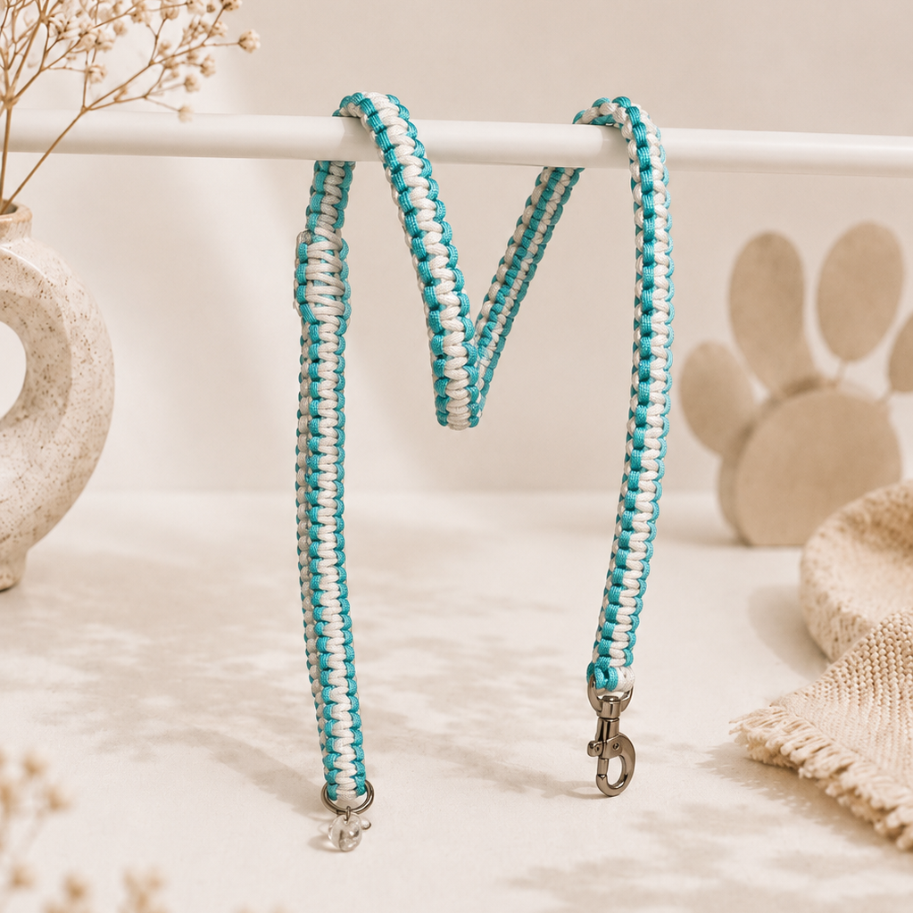 Paracord povodec Cobra Turquoise & White | Dolžina povodca: 110 cm