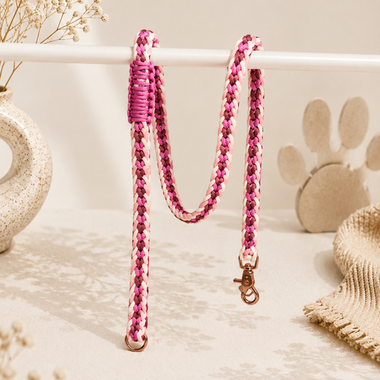 Paracord povodec Hearts Pink & White | Dolžina povodca: 130 cm