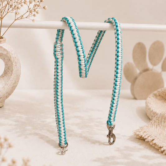 Paracord povodec Cobra Turquoise & White | Dolžina povodca: 110 cm