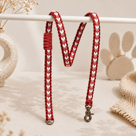 Paracord povodec Hearts Red & White | Dolžina povodca: 130 cm