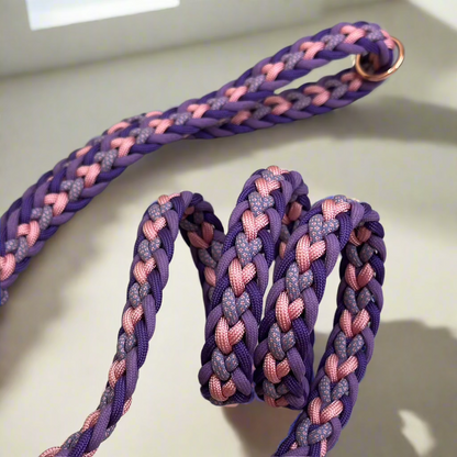 paracord povodec z ročajem za udoben oprijem med sprehodom z obrockom za pripenjanje